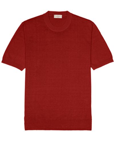 Altea Linen And Cotton T-shirt - Red