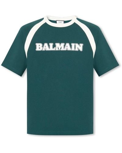 Balmain Green & Cream Retro T-shirt