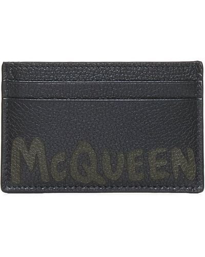 Alexander McQueen Logo Leather Credit Card Case - Grey