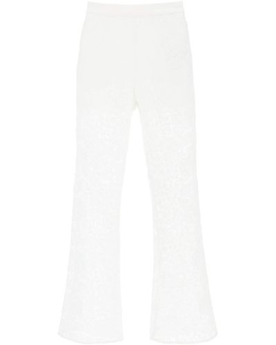 Self-Portrait Flared Lace Trousers - White