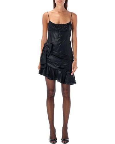 Alessandra Rich Strapeless Mini Volant Dress - Black