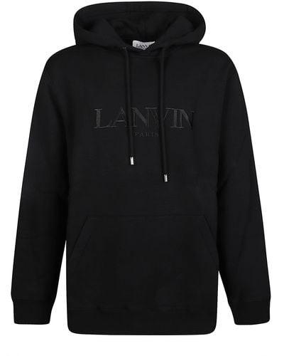 Lanvin Logo Embroidered Hoodie - Black