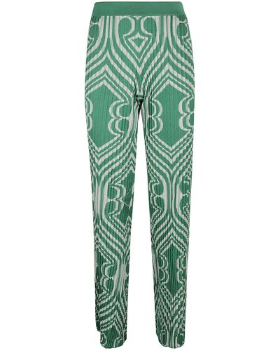 Etro Rib Waist Pleated Track Pants - Green