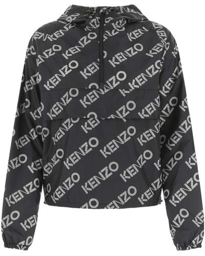 KENZO Logo-printed Long-sleeved Jacket - Black