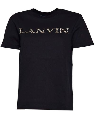 Lanvin Logo Embellished Crewneck T-Shirt - Black