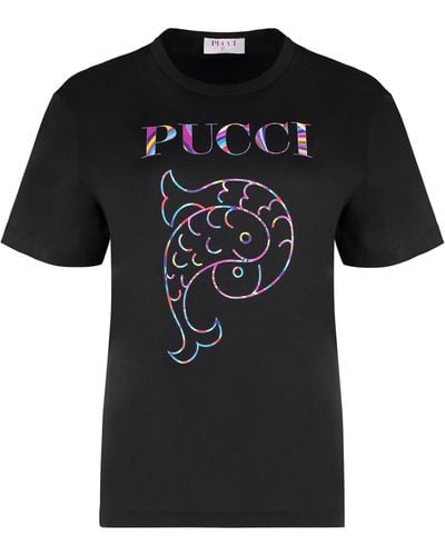 Emilio Pucci Cotton Crew-Neck T-Shirt - Black