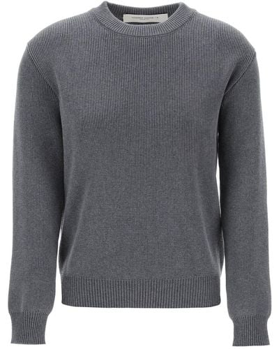 Golden Goose Dany Cotton Sweater With Lettering - Gray
