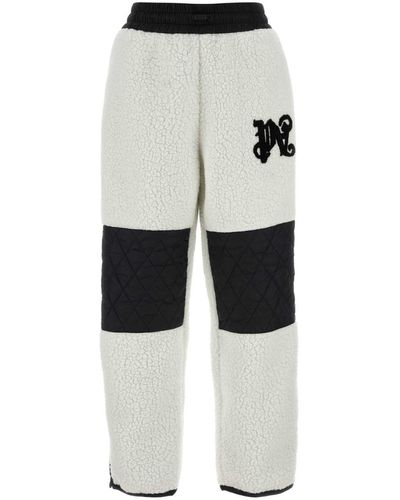 Palm Angels Teddy Fabric Joggers - White