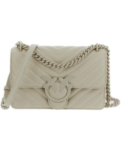 Pinko Mini Love One Chevron Quilted Shoulder Bag - Grey
