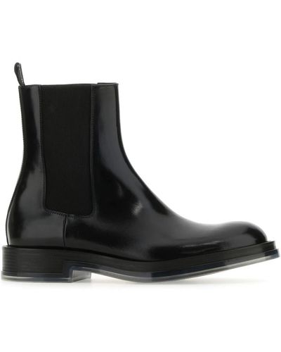 Alexander McQueen Leather Float Ankle Boots - Black