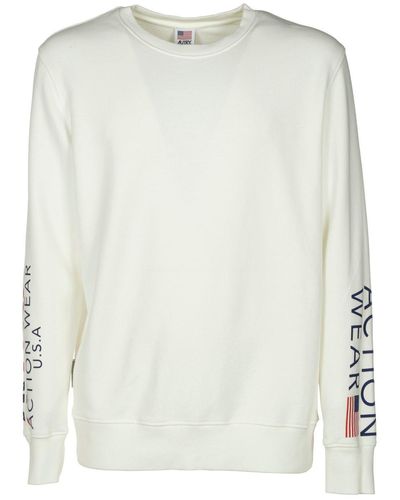 Autry Sleeved Logo Print Sweater - White