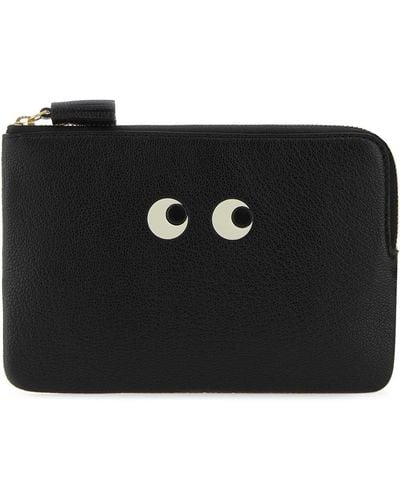 Anya Hindmarch Leather Loose Pocket Eyes Pouch - Black