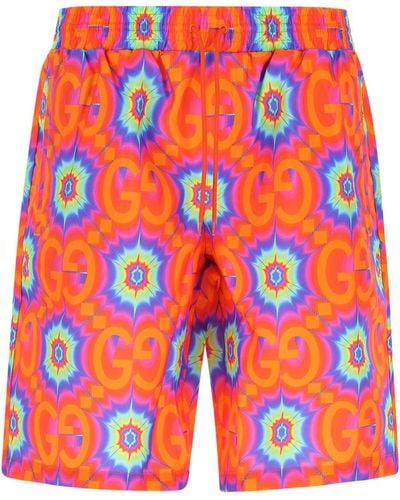 Gucci Printed Nylon Swimming Shorts - Orange
