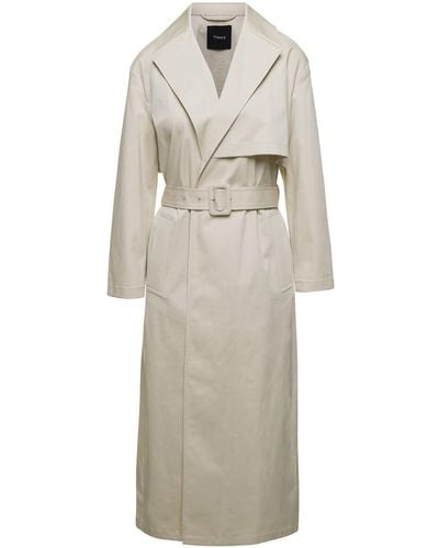 Theory Double- Breasted Trench Coat - White