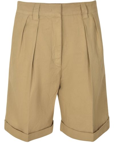 Aspesi Pleat Effect Plain Trouser Shorts - Natural