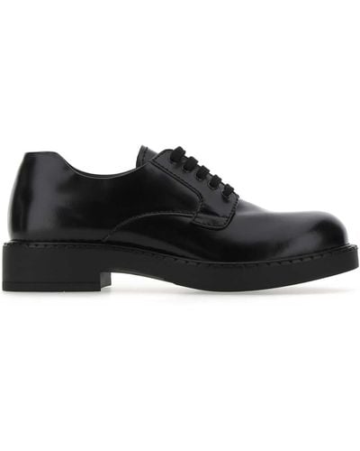 Prada Leather Lace-Up Shoes - Black