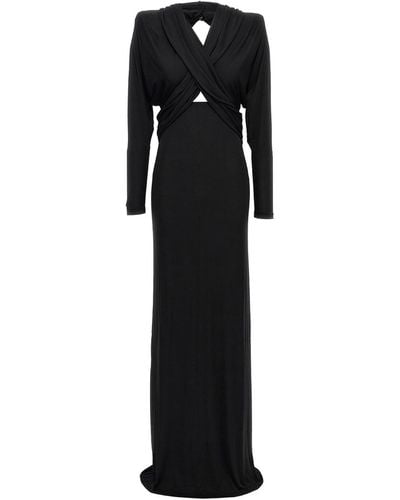 Saint Laurent Long Hooded Dress Dresses - Black