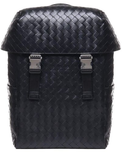 Bottega Veneta Backpack With Intreccio Flap - Black