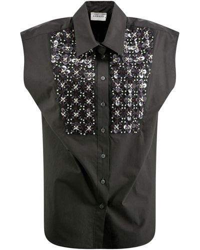 P.A.R.O.S.H. Shirt With Sequin Embroidery - Black