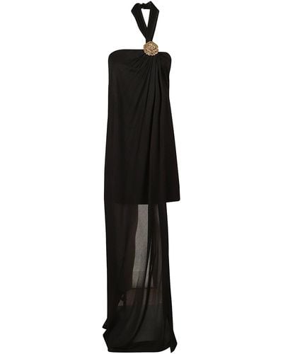 Blumarine Halter Neck Lace Panelled Dress - Black