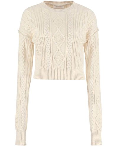 Sportmax Cotton Cropped Sweater - White