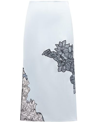 Ganni Satin Lace Skirt - White