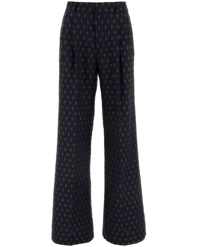 Etro Embroidered Wool Blend Pant - Blue