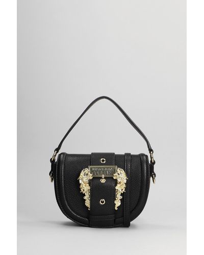 Versace Hand Bag In Black Faux Leather - Metallic
