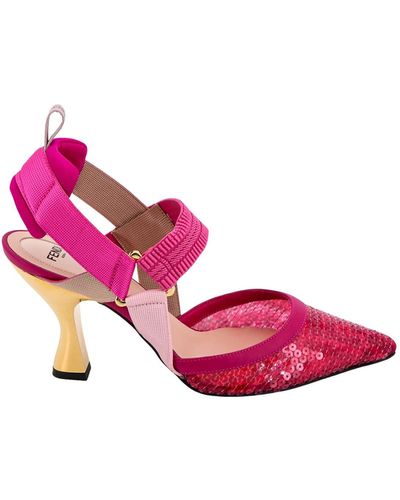 Fendi Colibri 85 Sequin-Embellished Slingback Court Shoes - Pink