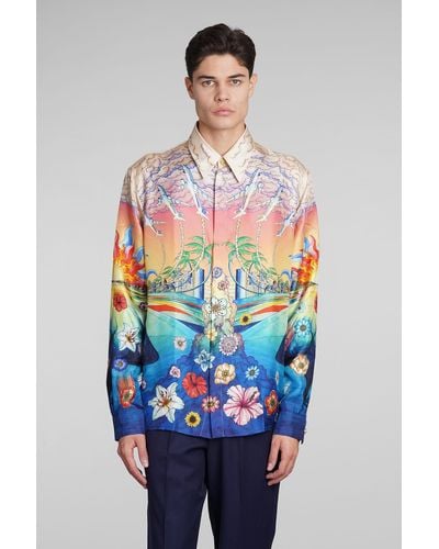 Casablancabrand Long-Sleeved Twill Silk Shirt - Multicolor