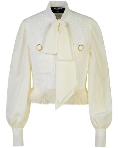 Balmain Tweed Crepe Jacket - White