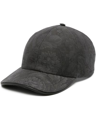 Versace Baseball Cap Art Dox Grs Twill Poly Baroque Pizzata Block Print Accessories - Gray