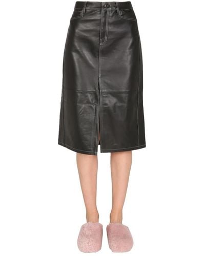 Proenza Schouler Nappa Leather Skirt - Black