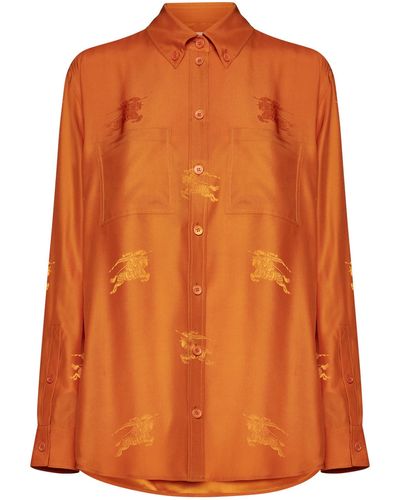 Burberry Ivanna Logo Motif Silk Shirt - Orange