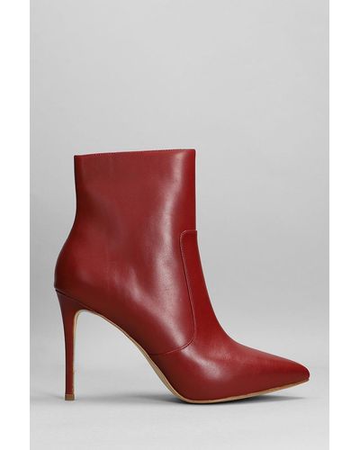 MICHAEL Michael Kors Rue High Heels Ankle Boots In Bordeaux Leather - Red