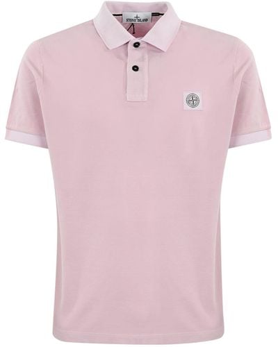 Stone Island Cotton Polo Shirt With 2sc67 Logo - Pink