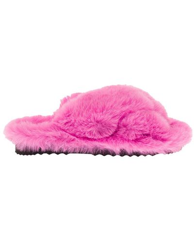 Apparis Diana Fuchsia Faux Fur Slippers - Pink