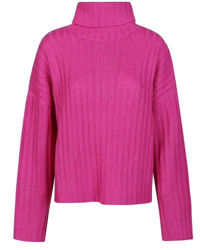360cashmere Angelica Chequered Rib Boxy Turtle Neck Jumper - Pink