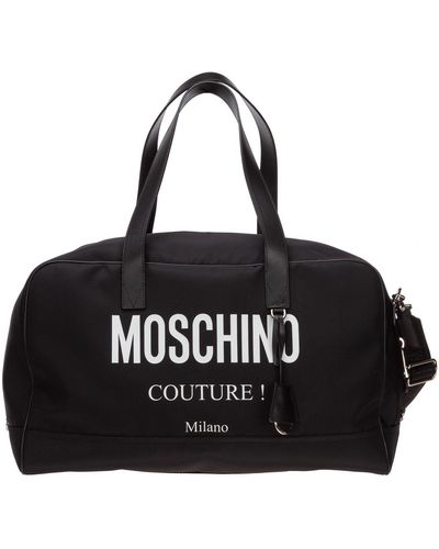 Moschino Logo Printed Duffle Bag - Black