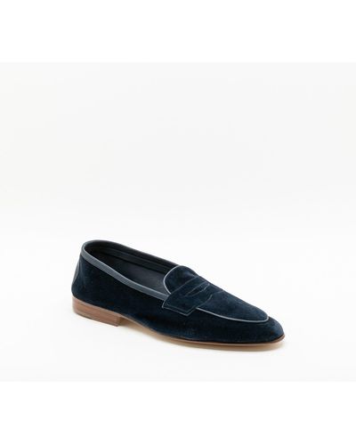 Edward Green Polperro Baby Calf Unlined Loafer - Blue