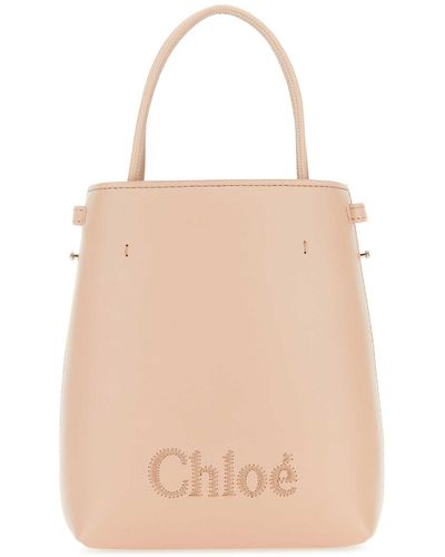 Chloé Powder Leather Micro Chloã Sense Handbag - Natural