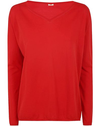 Apuntob V Neck Sweater - Red
