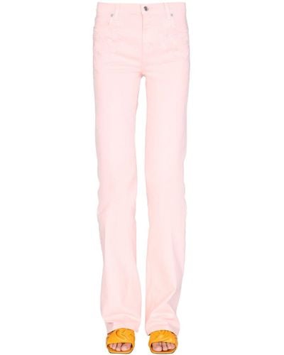 Etro Jeans With Embroidered Floral Detail - Pink