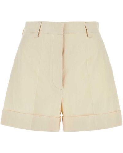 Miu Miu Sand Cotton Shorts - Natural