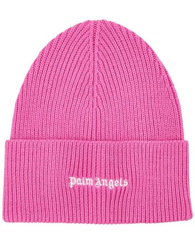 Palm Angels Classic Logo Ribbed Beanie - Pink