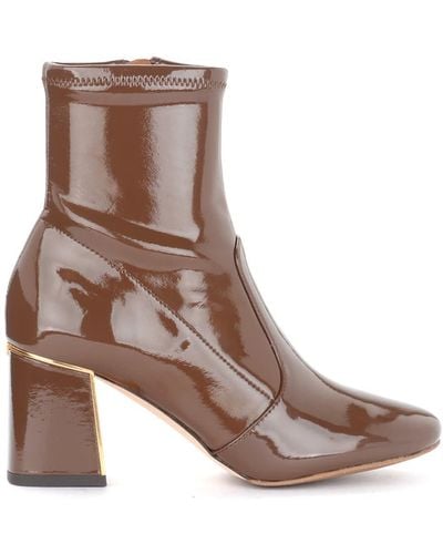 Tory Burch Gigi Ankle Boot In Brown Patent Leather