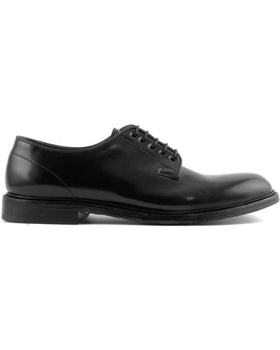 Green George Black Leather Classic Derby Shoes