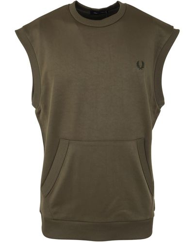 Fred Perry Knitwear Crew Neck Tank Top - Green