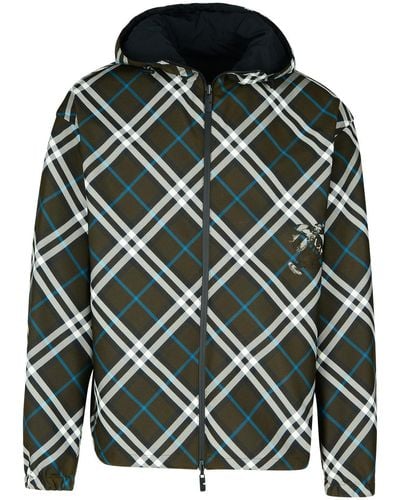 Burberry Check Reversible Polyester Jacket - Gray