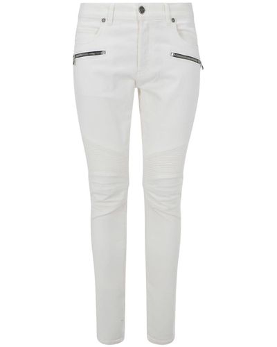 Balmain Ribbed Slim Jeans - White